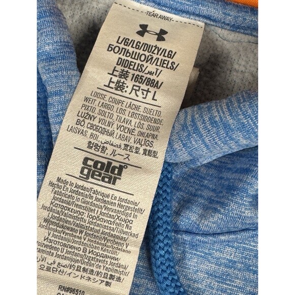 Under Armour Storm Women’s Hoodie Blue Orange Colorway Large Kangaroo Pocket - Picture 8 of 9